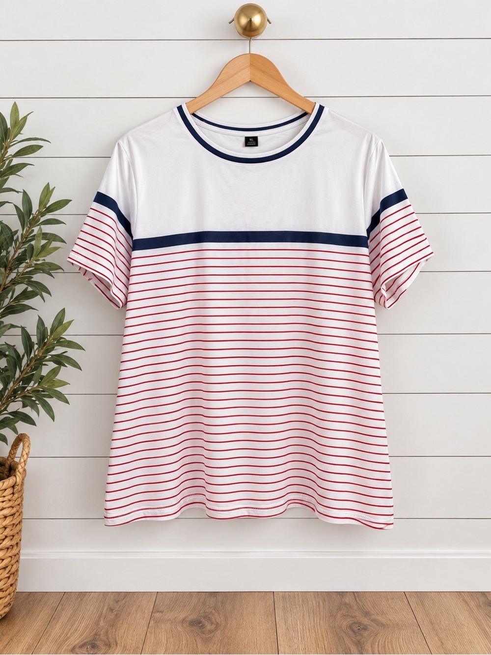 ❤️🤍💙 Striped Colorblock T-Shirt Size XL Casual Nautical Top